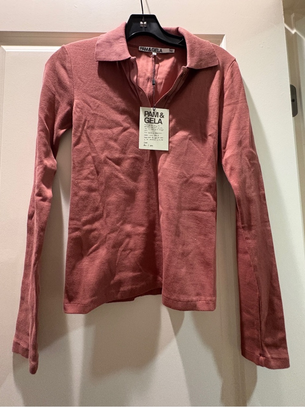 NWT Pam & Gela Long-Sleeve Polo Top Size S